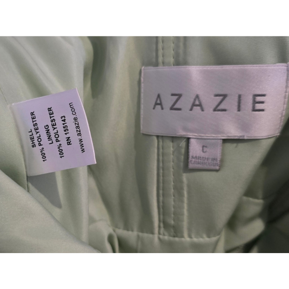 Women's Azazie Dusty Sage Green A-line Gown Evening Wed Custom 38 Bust 32 Waist - Picture 9 of 11
